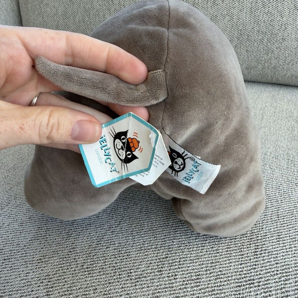 HTF Jellycat Mellow Mallow Hippo Plush Large Stuffed Gray Squishy London 15" NWT - Picture 4 of 4